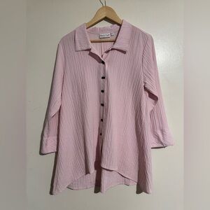 Habitat clothes to live in Pink Button Down Shirt Blouse Top Small